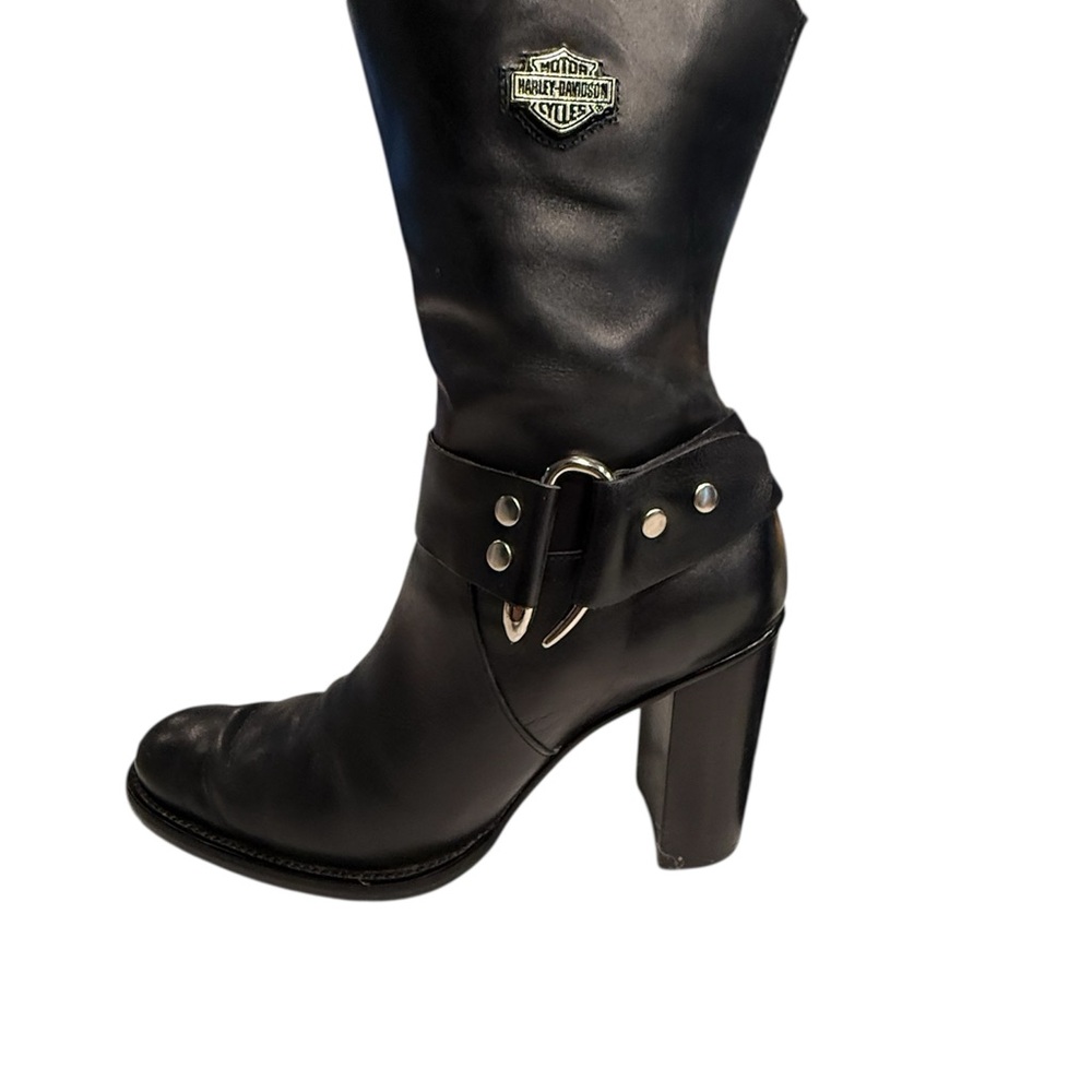 Harley Davidson High Heel Zipper Motorcycle Boots Womens Size 9.5 Leather #84011